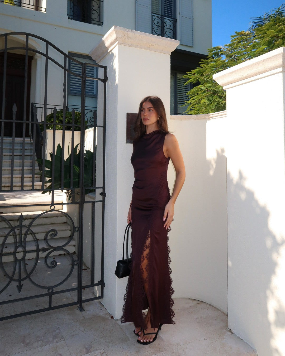 Shona Joy Allegra lace panelled maxi dress β Boutique Hire